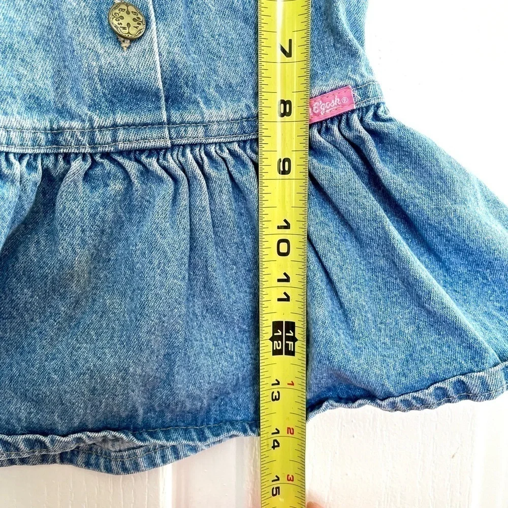 Vintage Oshkosh baby B’gosh denim bubble dress overall jean jumper girl 12M USA - Picture 8 of 9